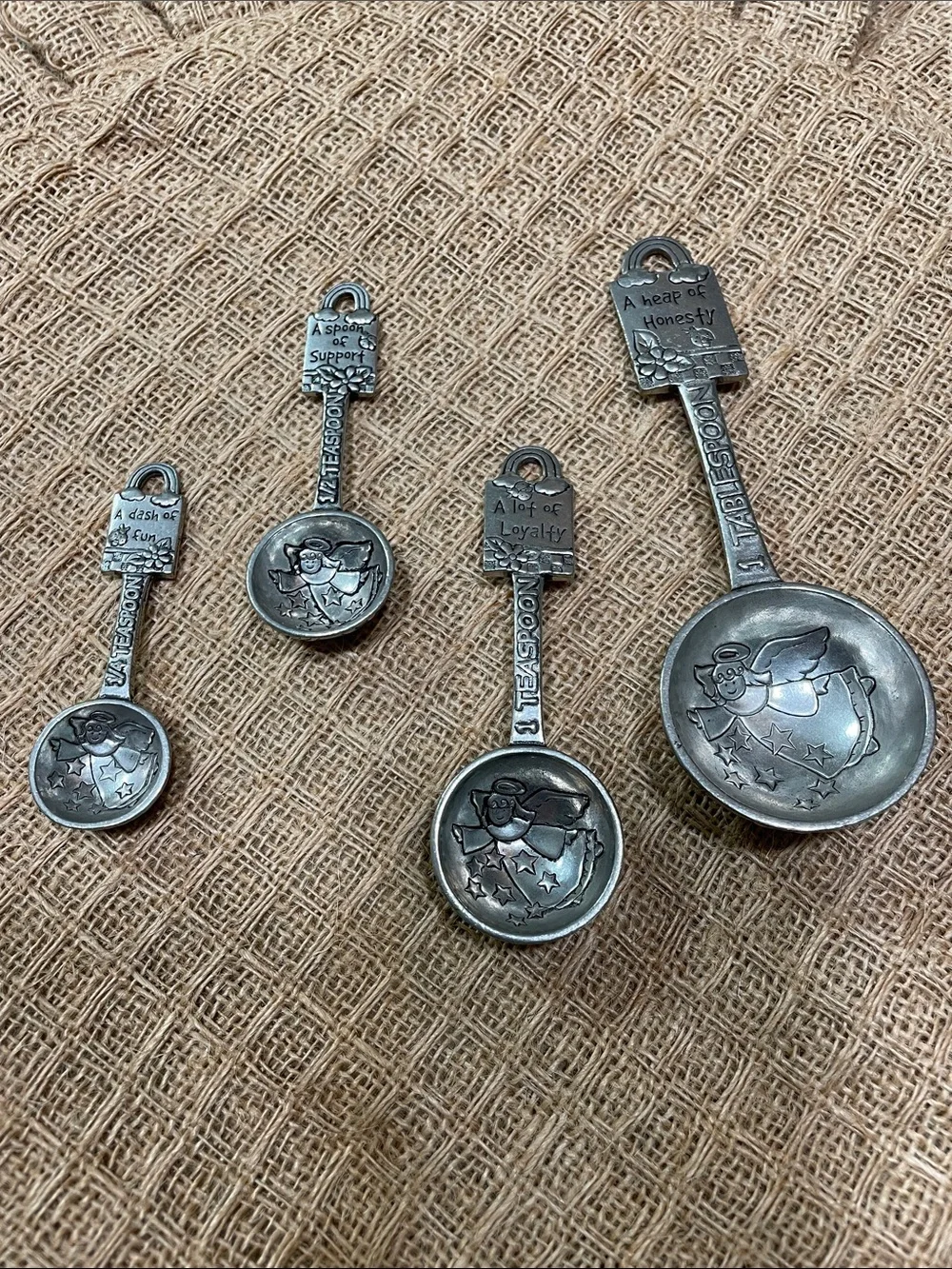 Pewter-Finish Angel Measuring Spoon Set - Silver